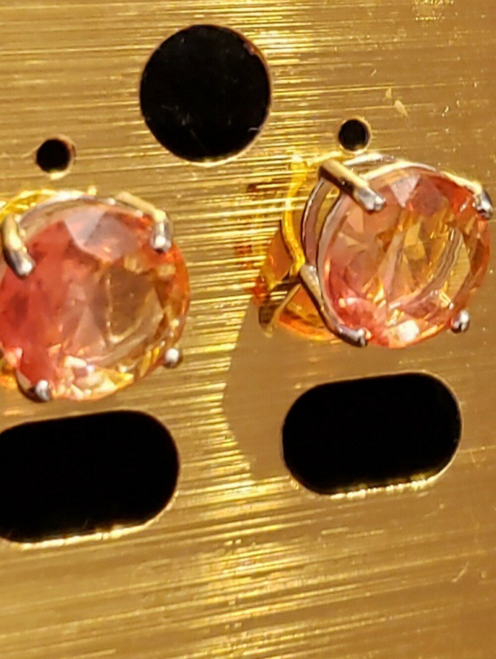 Bi-color Tourmaline Gemstone Faceted Studs In Sterling 4-Prong Basket Setting.
